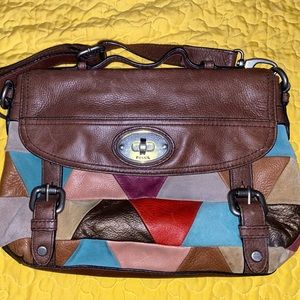 Fossil multicolored patchwork leather purse